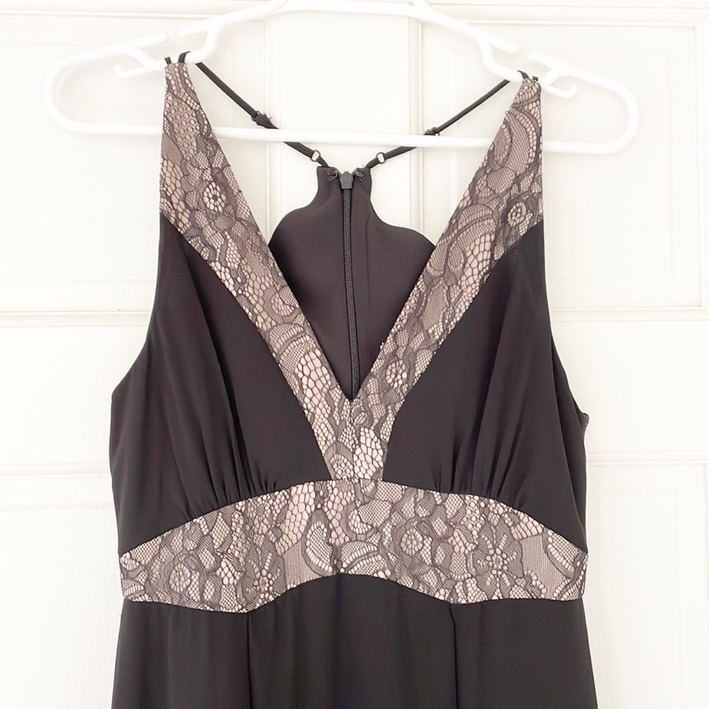 BCBGENERATION dress size 4 black tan lace panels long maxi party cocktail - Picture 9 of 14